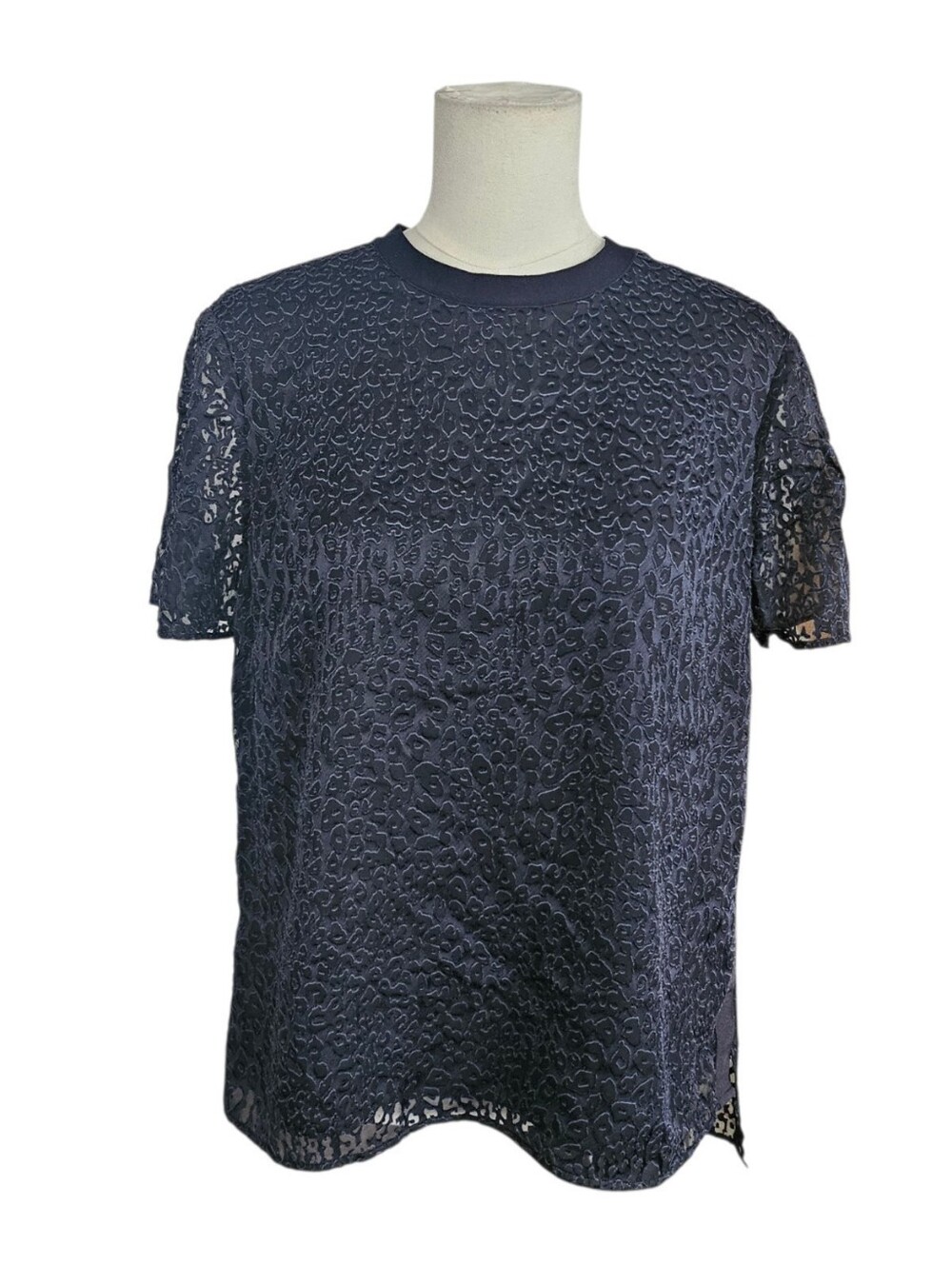 Ted Baker Navy Lace Short Sleeve Crewneck Tee Size 3 (M)